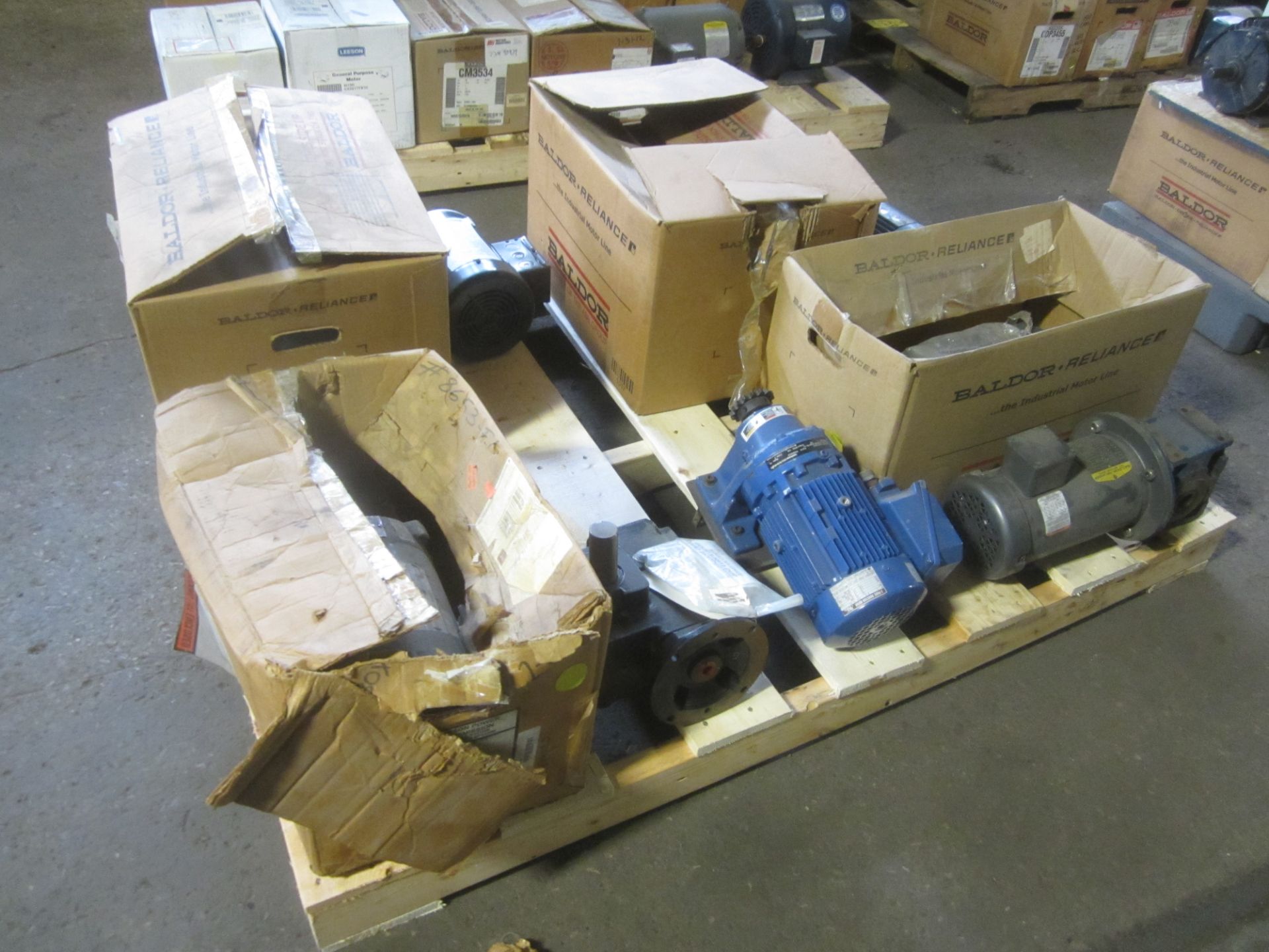 Skid Lot of Electric Motors and Gear Boxes