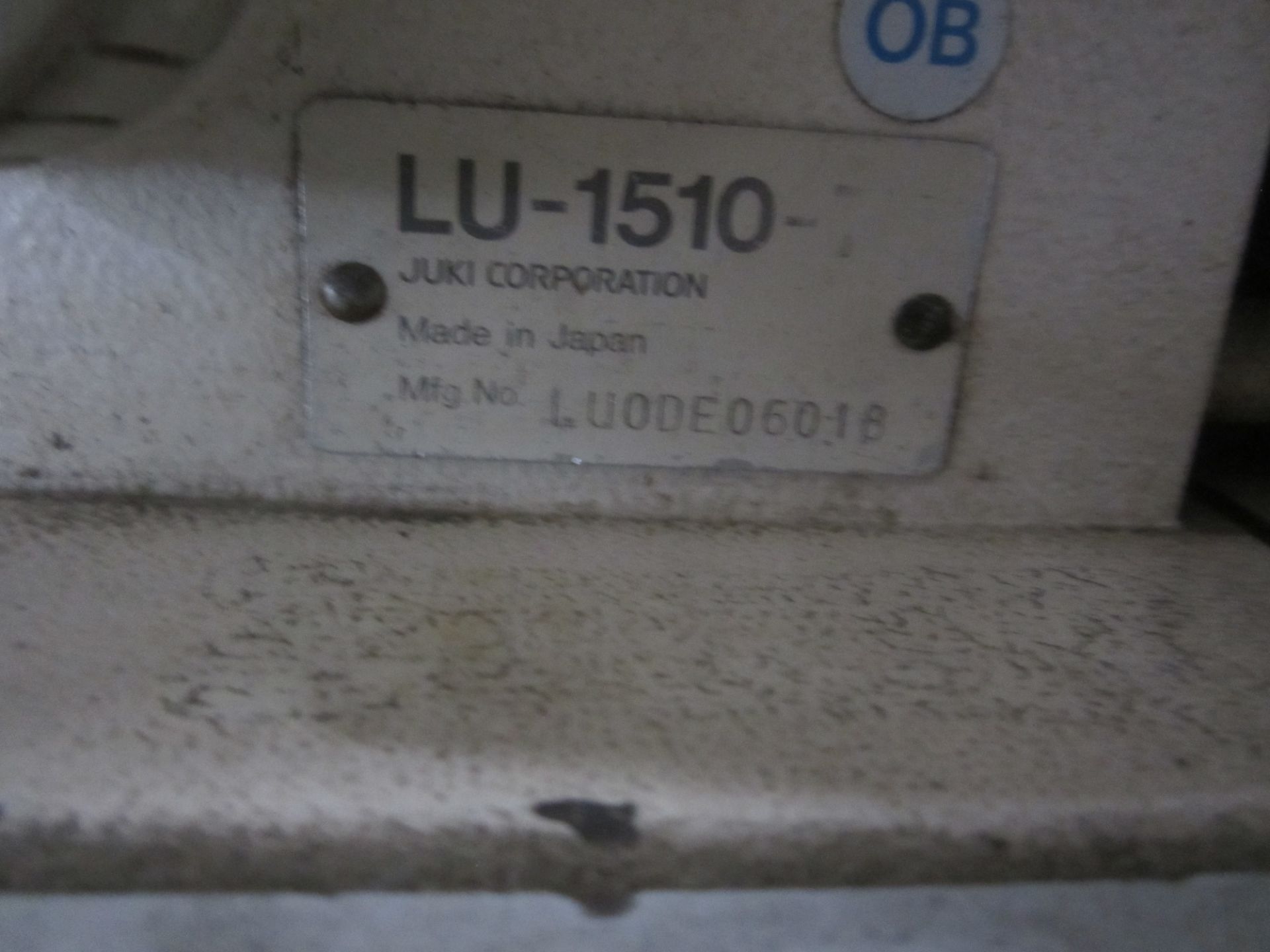 Juki Model LU-1510 Industrial Sewing Machine, s/n LU0DE06018, with Table - Image 3 of 3