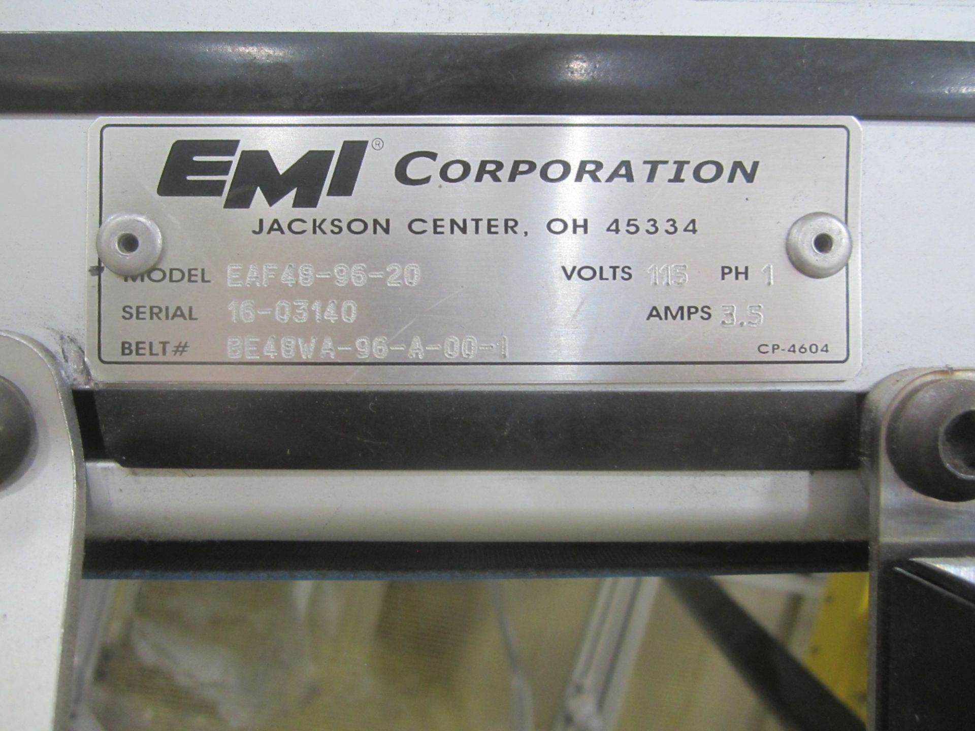 EMI Model EAF48-96-20 Portable Motorized Belt Conveyor, s/n 16-03140, 48" Wide X 96" Long, Vari- - Image 4 of 4