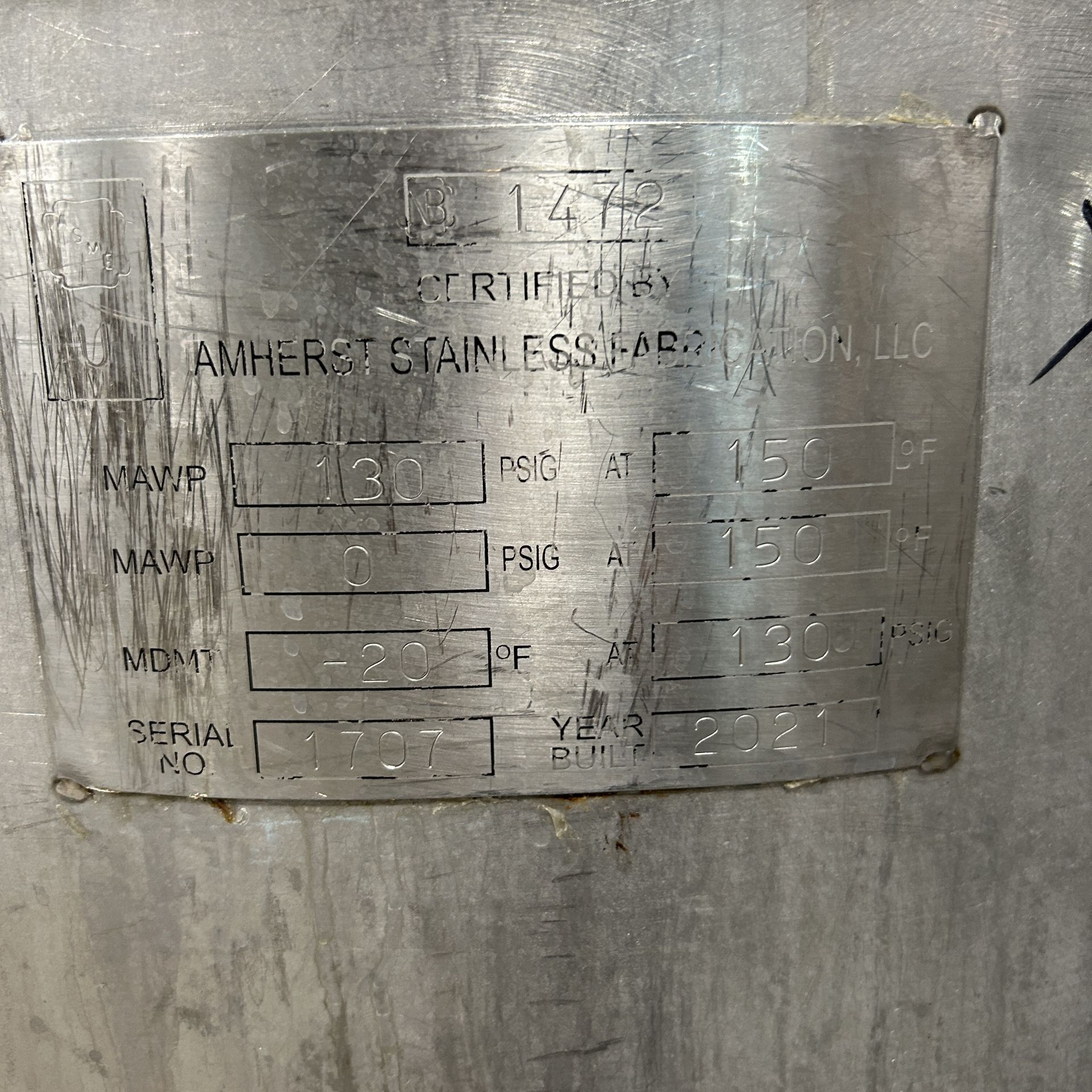 2021 Amherst Stainless Steel Agitation Pressure Pot - Image 8 of 8