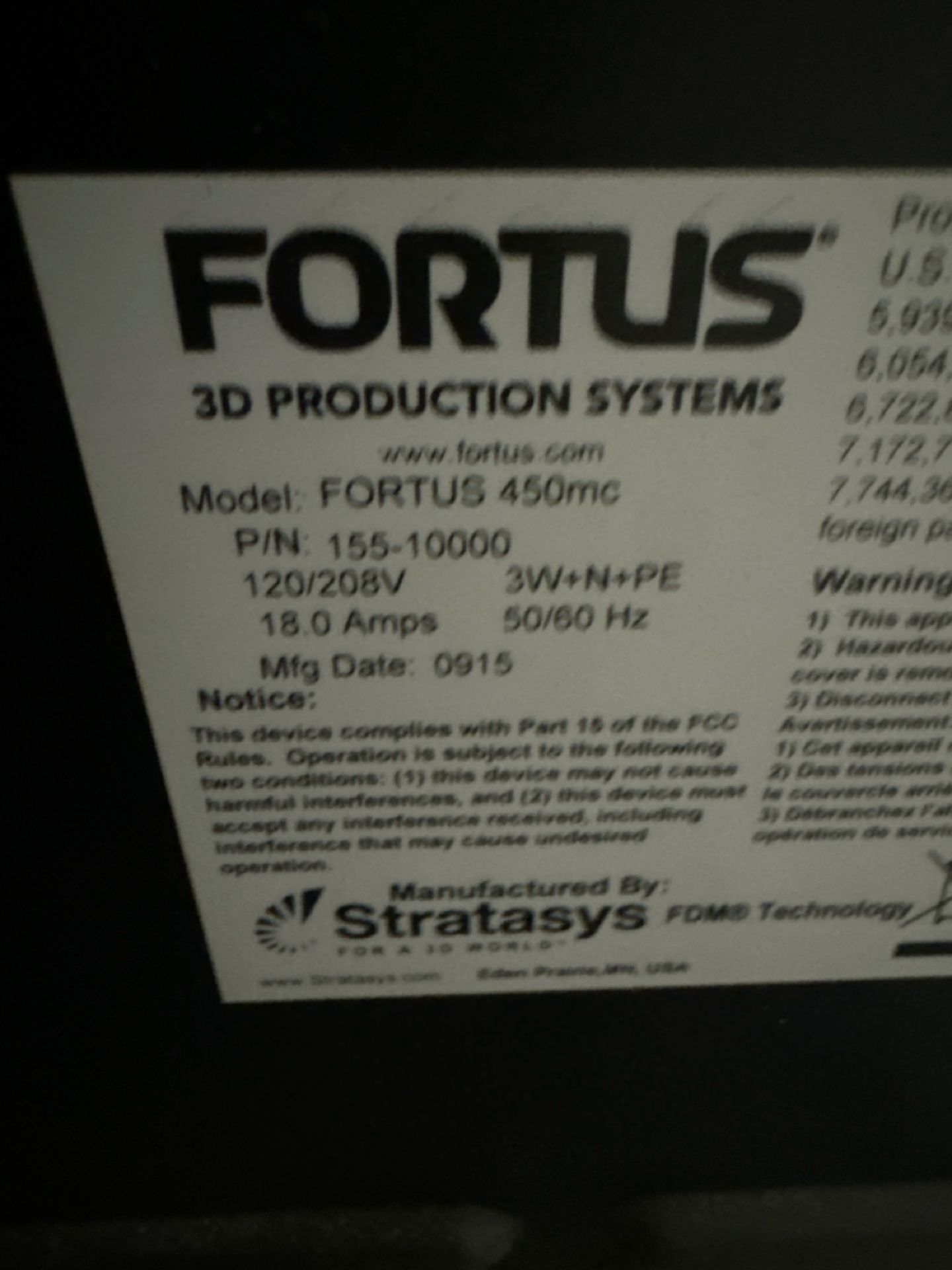 Stratasys Fortus 450mc 3D Production System Printer w/ Contents of Utility Cabinet - Image 6 of 17