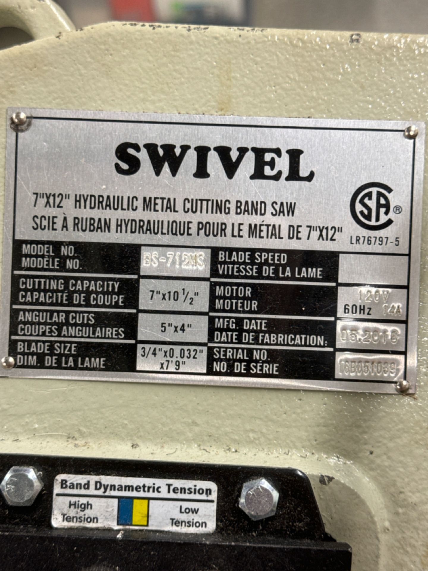 Swivel Hydraulic Metal Cutting Band Saw - Image 2 of 5