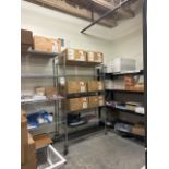 (3) Shelves & Rolling Cart w/ Contents