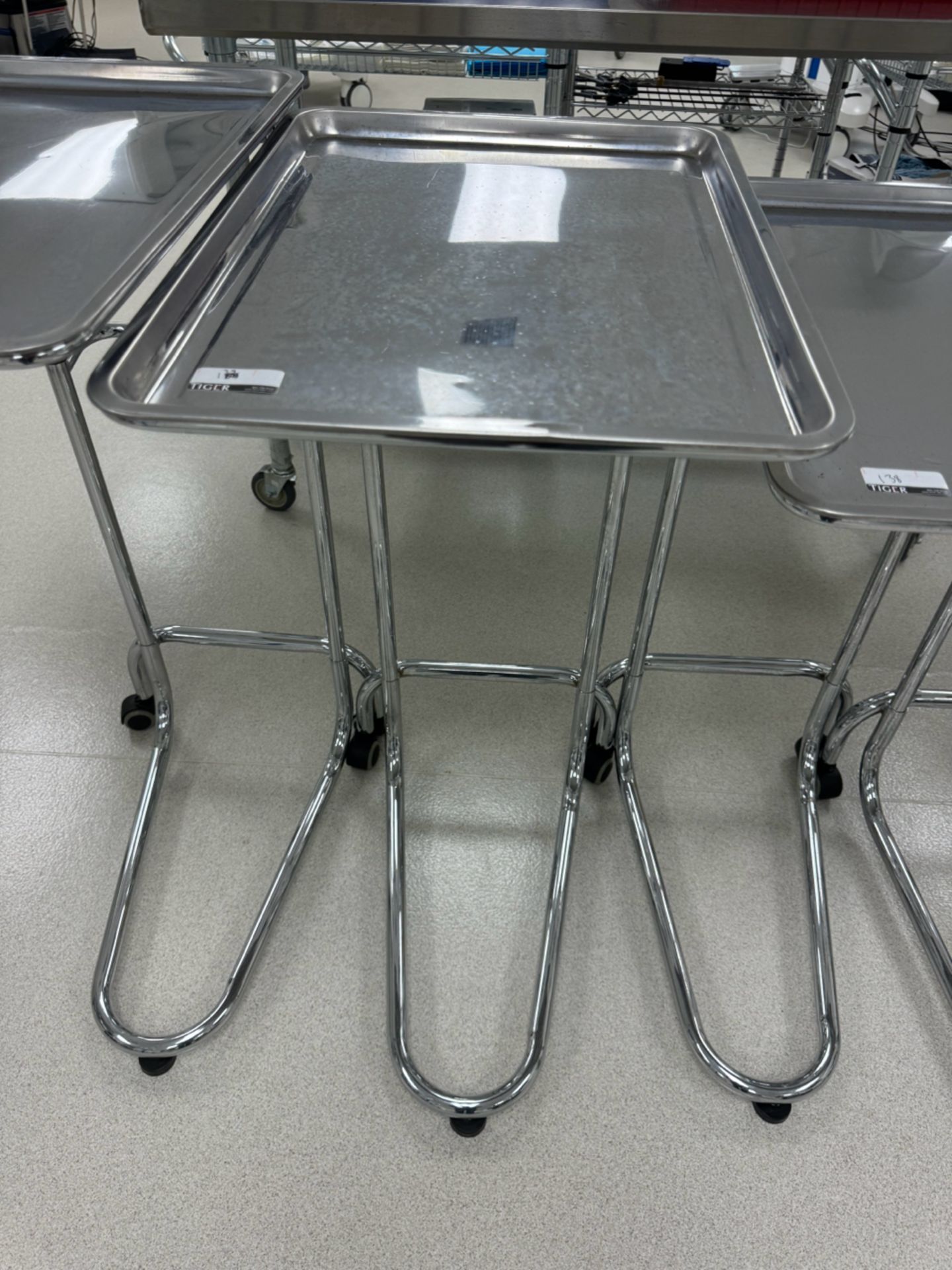(4) Pedigo Foot Operated Stands & Mobile Utensil Cart - Image 3 of 6