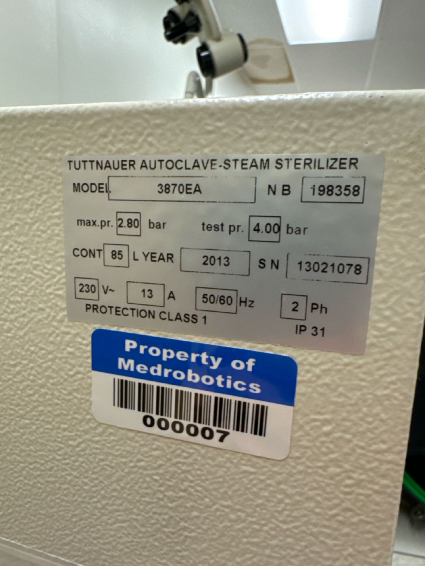 Tuttnauer Autoclave Steam Sterilizer - Image 4 of 4