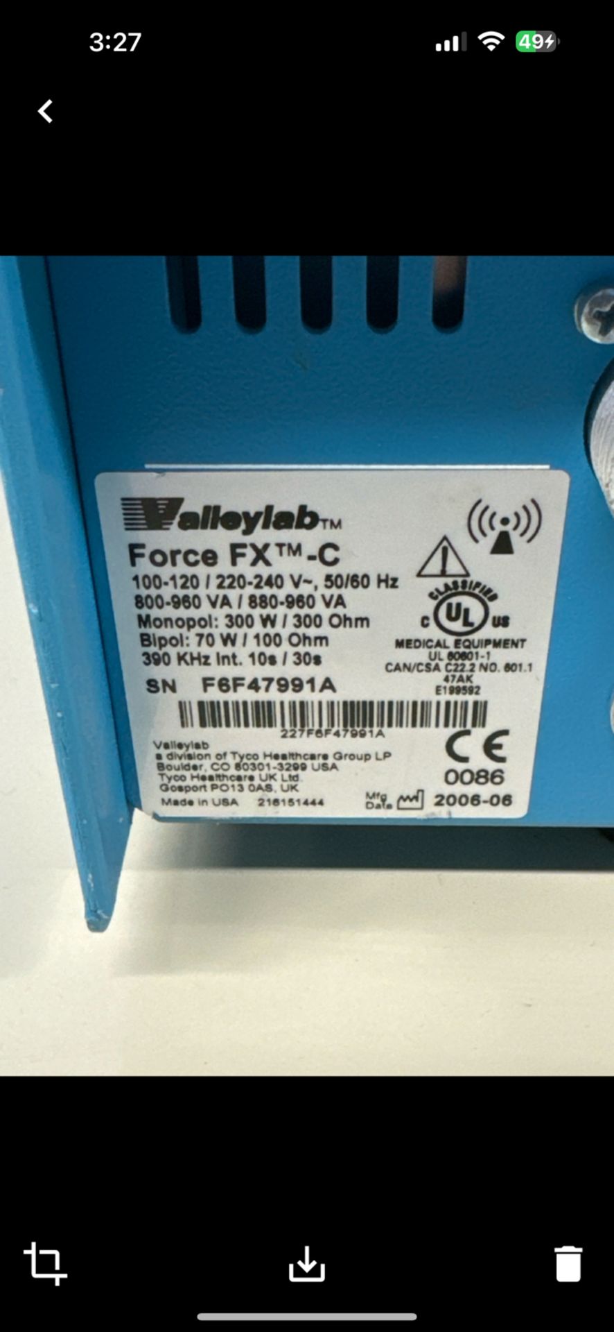 Valleylab Force FX Electrosurgical Generator - Image 5 of 5