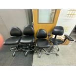 Pedigo Foot Operated Chair w/ (3) Rolling Lab Chairs