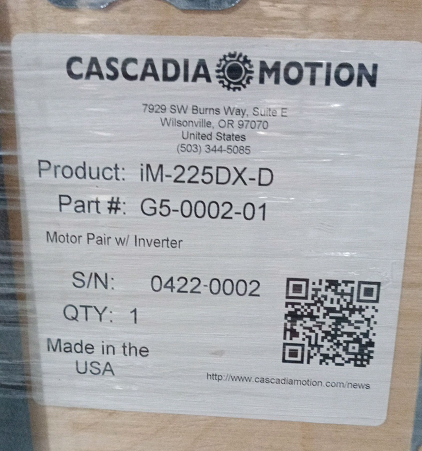 Cascadia Motor, w/- Inverter - Image 3 of 5