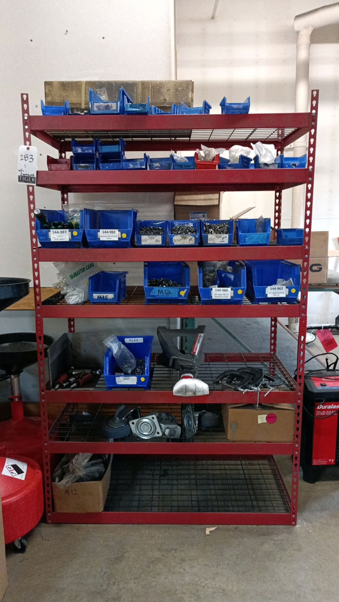 Steel Storage Rack, w/- Contents