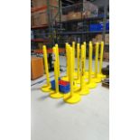 Lot (14) Plastic Yellow "Caution" Safety Crowd Control Posts