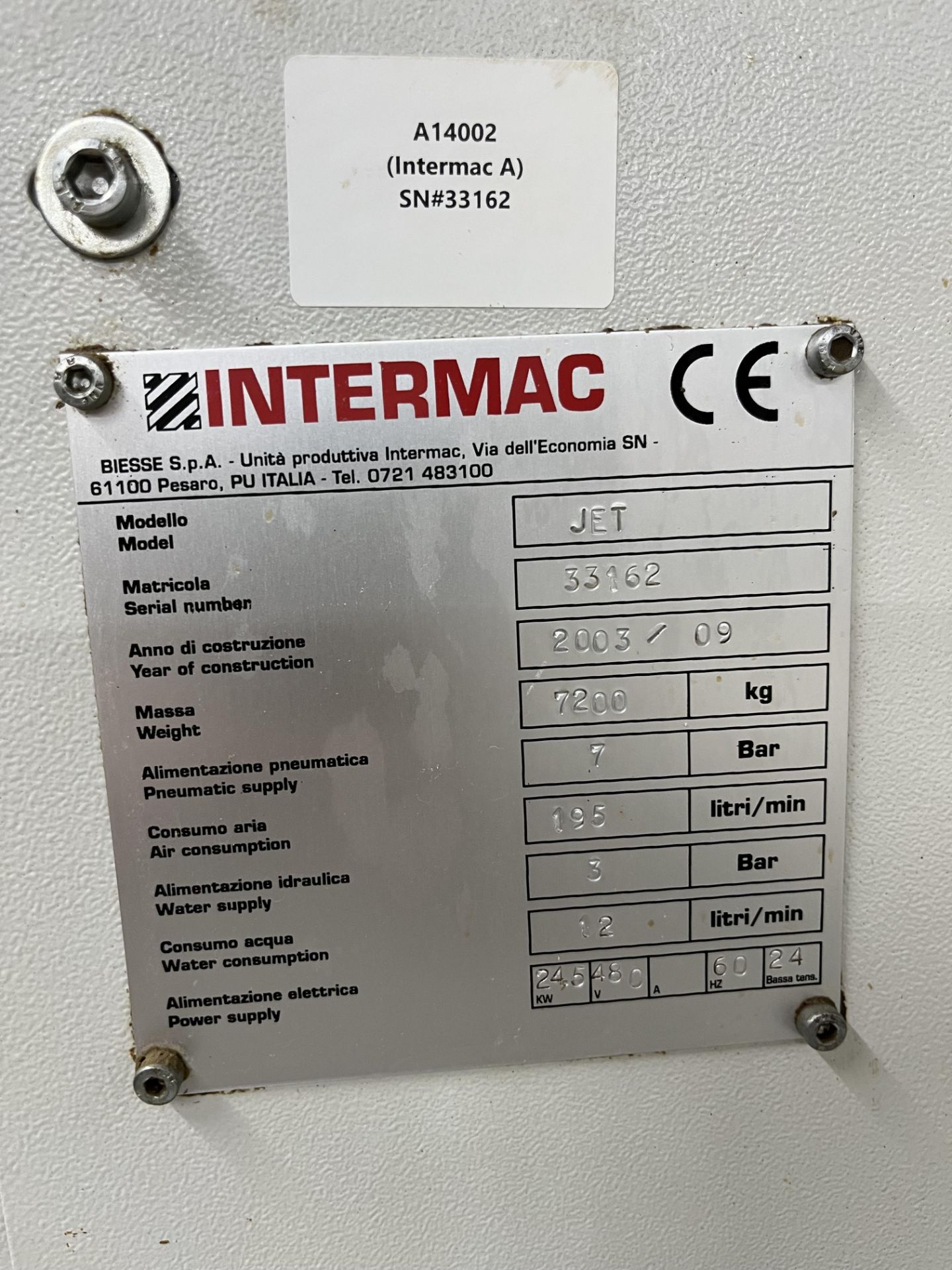 INTERMAC JET WATERJET CNC CUTTING MACHINE. S/N 33162, 480V - Image 6 of 9