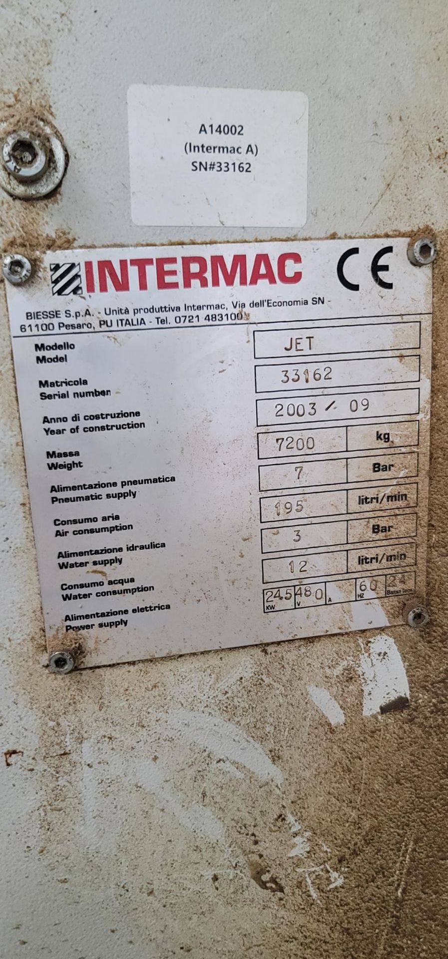 INTERMAC JET WATERJET CNC CUTTING MACHINE. S/N 33162, 480V - Image 5 of 9