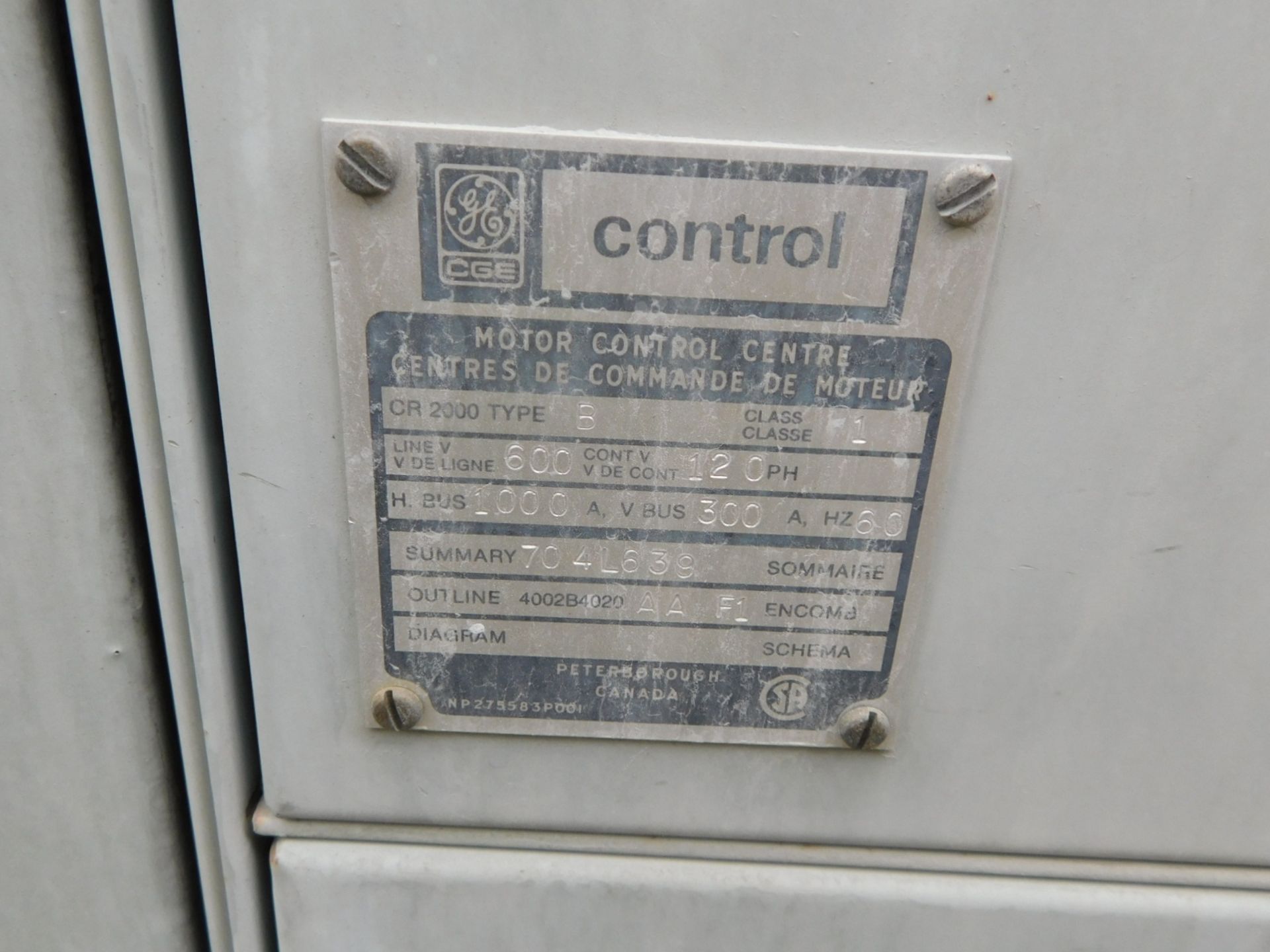GE 4 SECTION MCC, CR2000, 1000AMP HOR., 300AMP VERT., (13) SWITCHES - Image 3 of 3