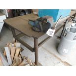 33" X 6' 2" X 1" THICK STEEL TABLE W/ ERON 5" VISE