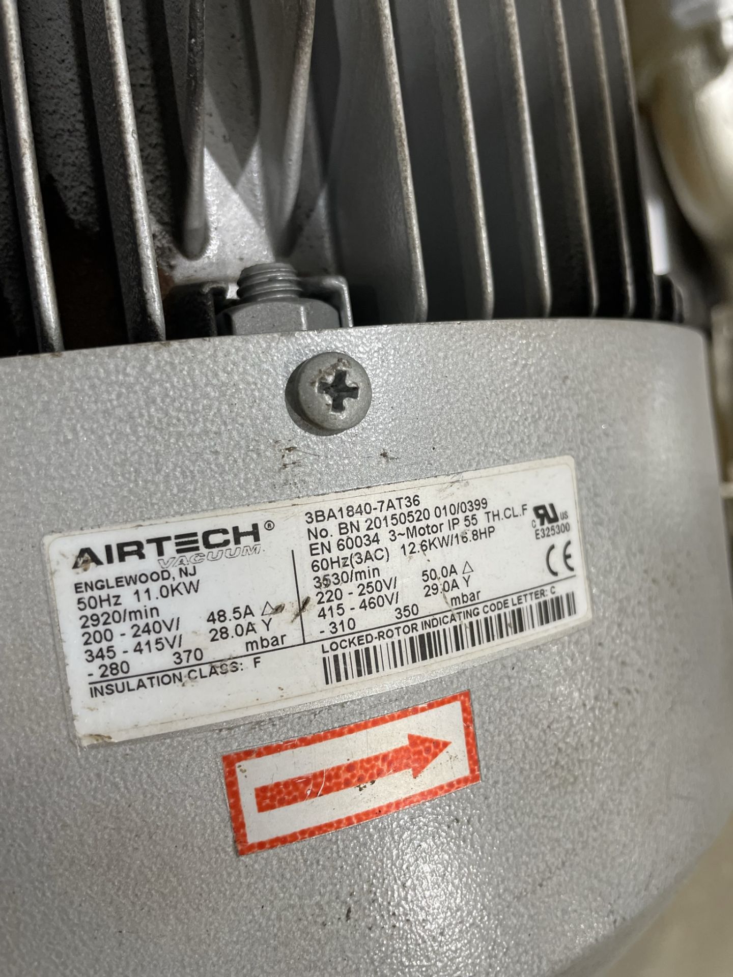 (3) Airtech model 3BA1840-7AT36 Vacuum/Pressure Regenerative Blowers with 16.8 HP, 220/460 volt - Image 3 of 5
