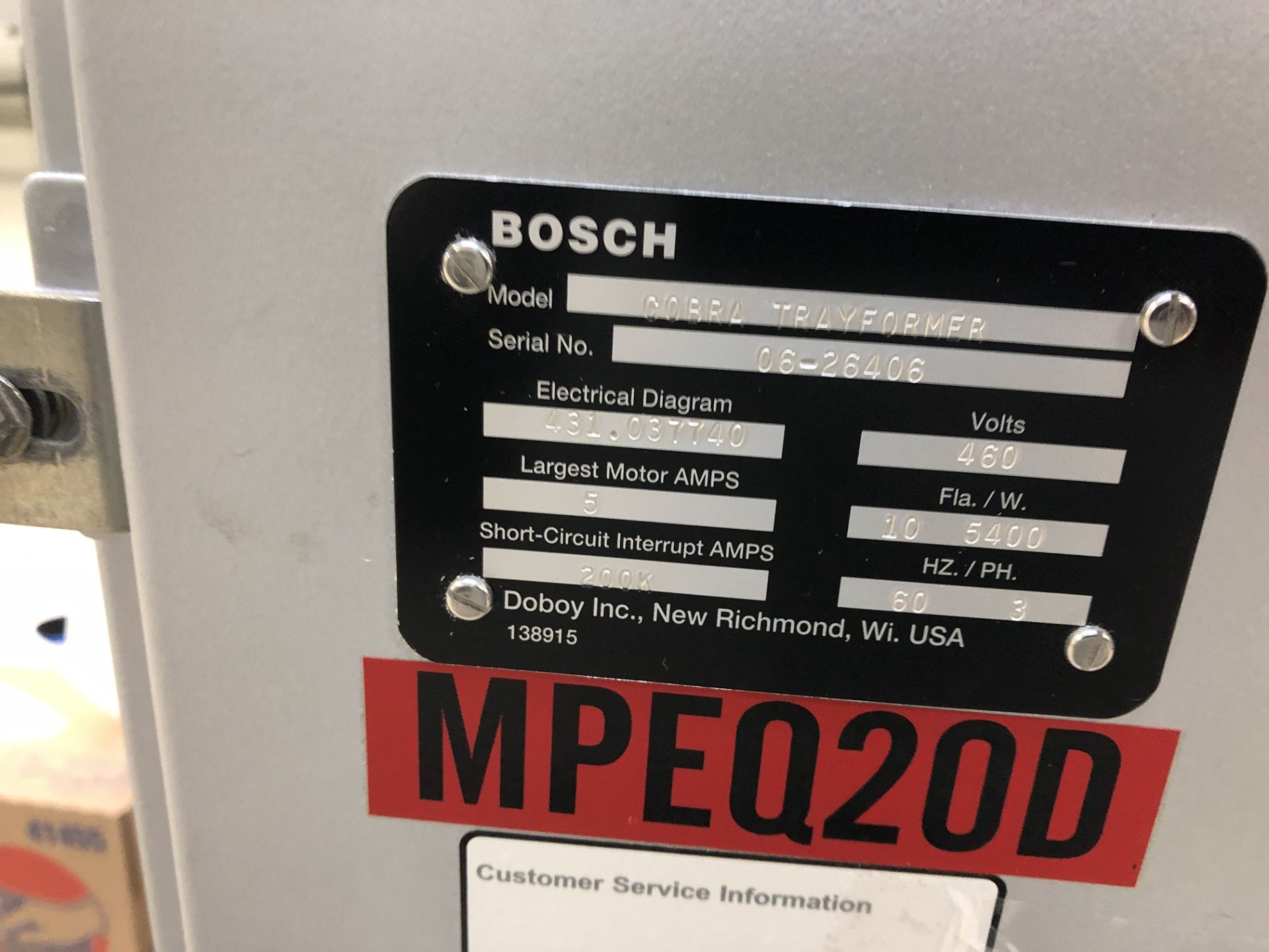Bosch Doboy Cobra Carton Former with Nordson Hot Melt Unit, serial#06-26406 with tooling built - Image 3 of 14