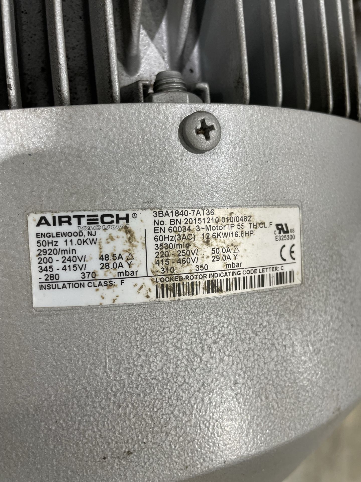 (3) Airtech model 3BA1840-7AT36 Vacuum/Pressure Regenerative Blowers with 16.8 HP, 220/460 volt - Image 2 of 5