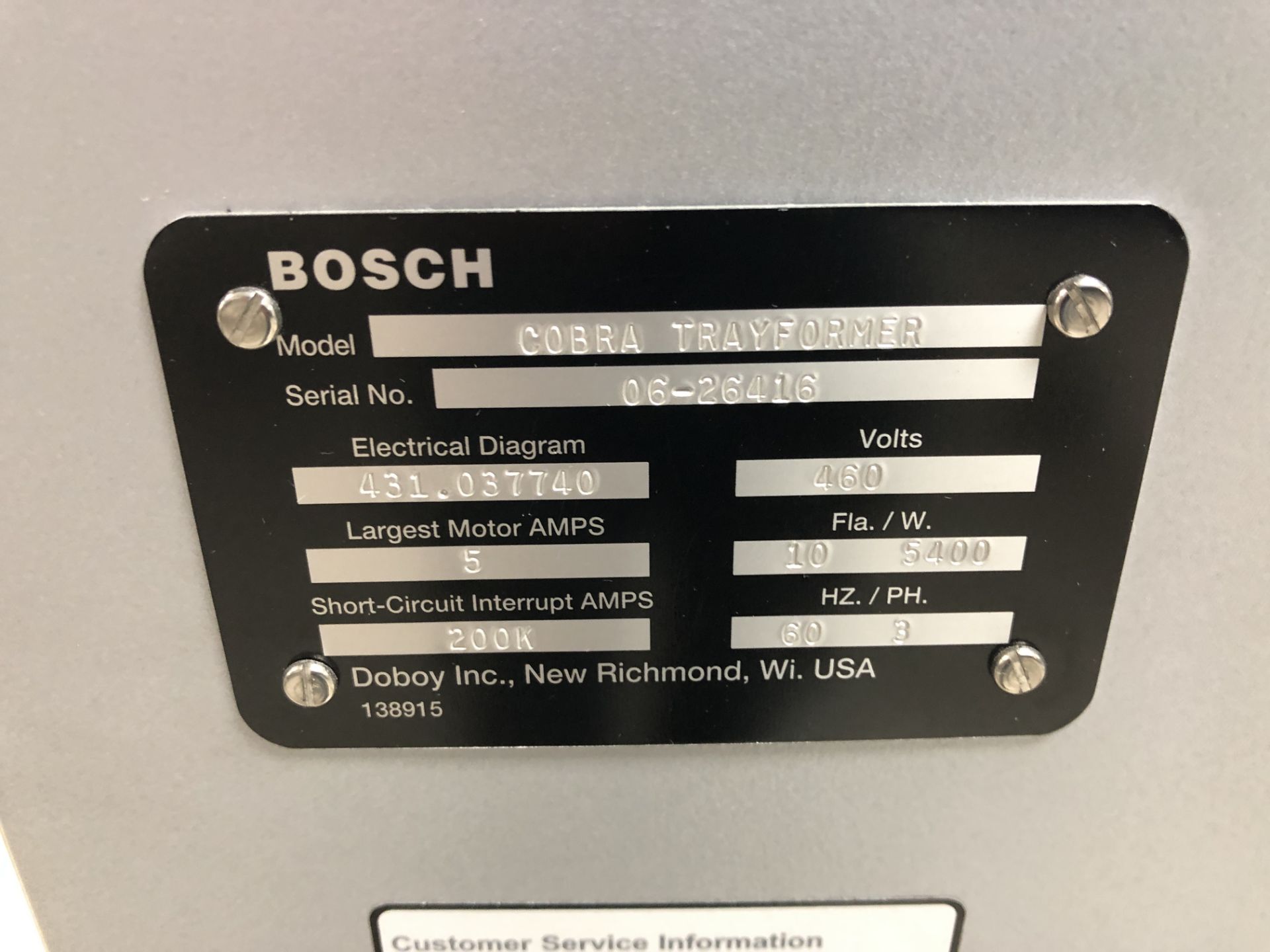 Bosch Doboy Cobra Carton Former with Nordson Hot melt Unit, serial#06-24616 with tooling built - Image 8 of 15