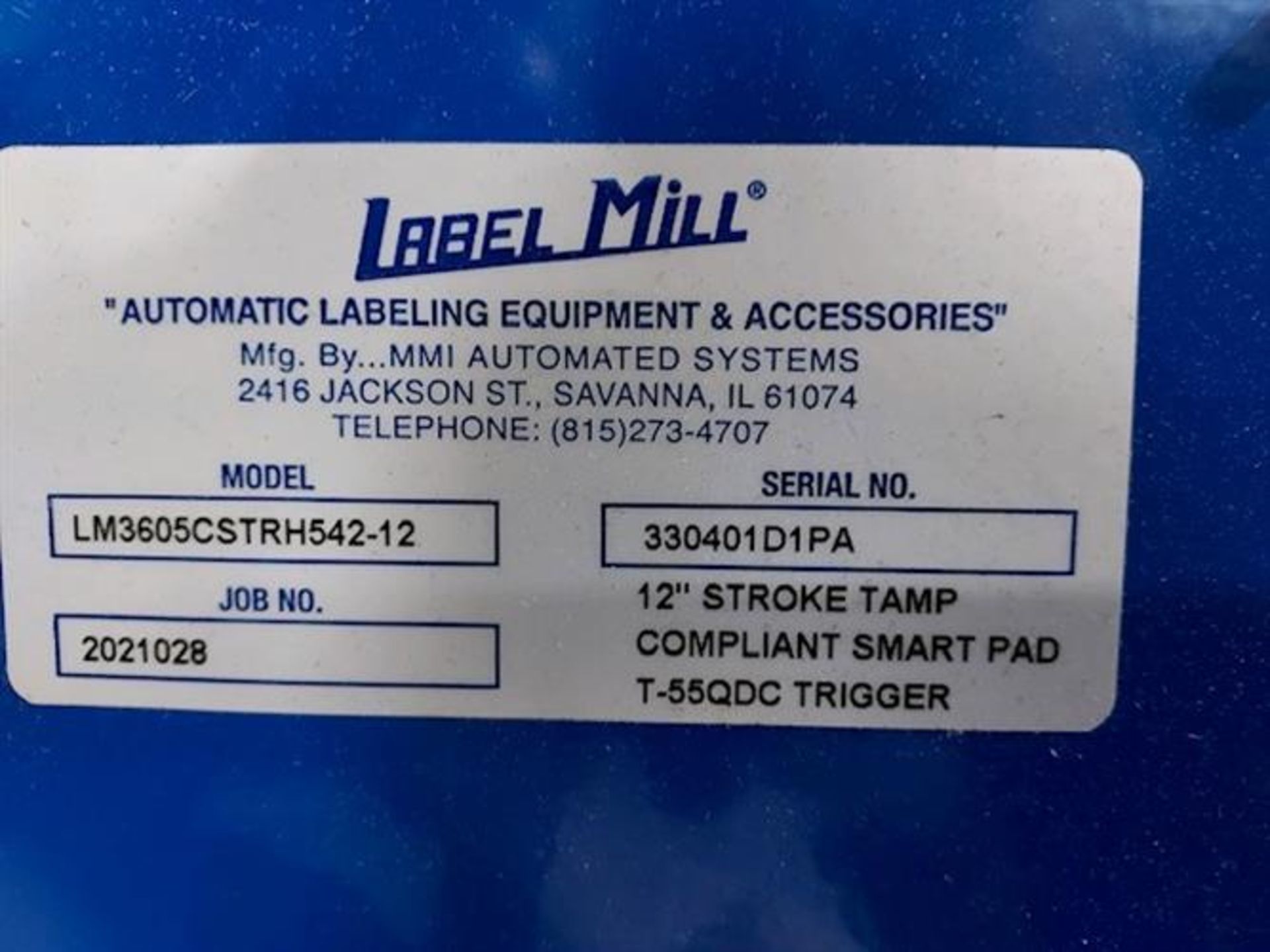 Label Mill Model LM3605CSTRH542-12 Print & Apply Labeler - Mounted on a Dorner model 2200 72" long x - Image 11 of 11