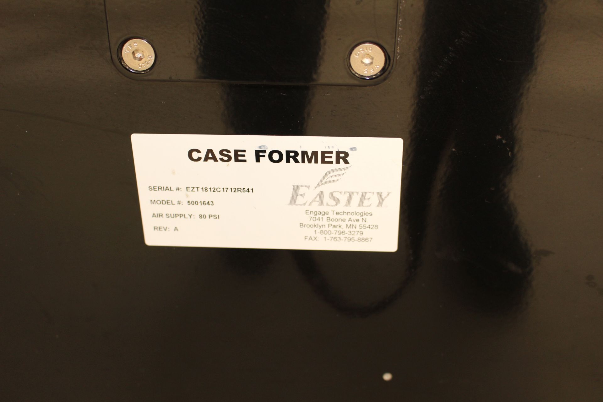 Eastey model#5001643 Case Former serial#EZT1812C1712R541, 80 psi compressed air with Eastey model - Image 5 of 5