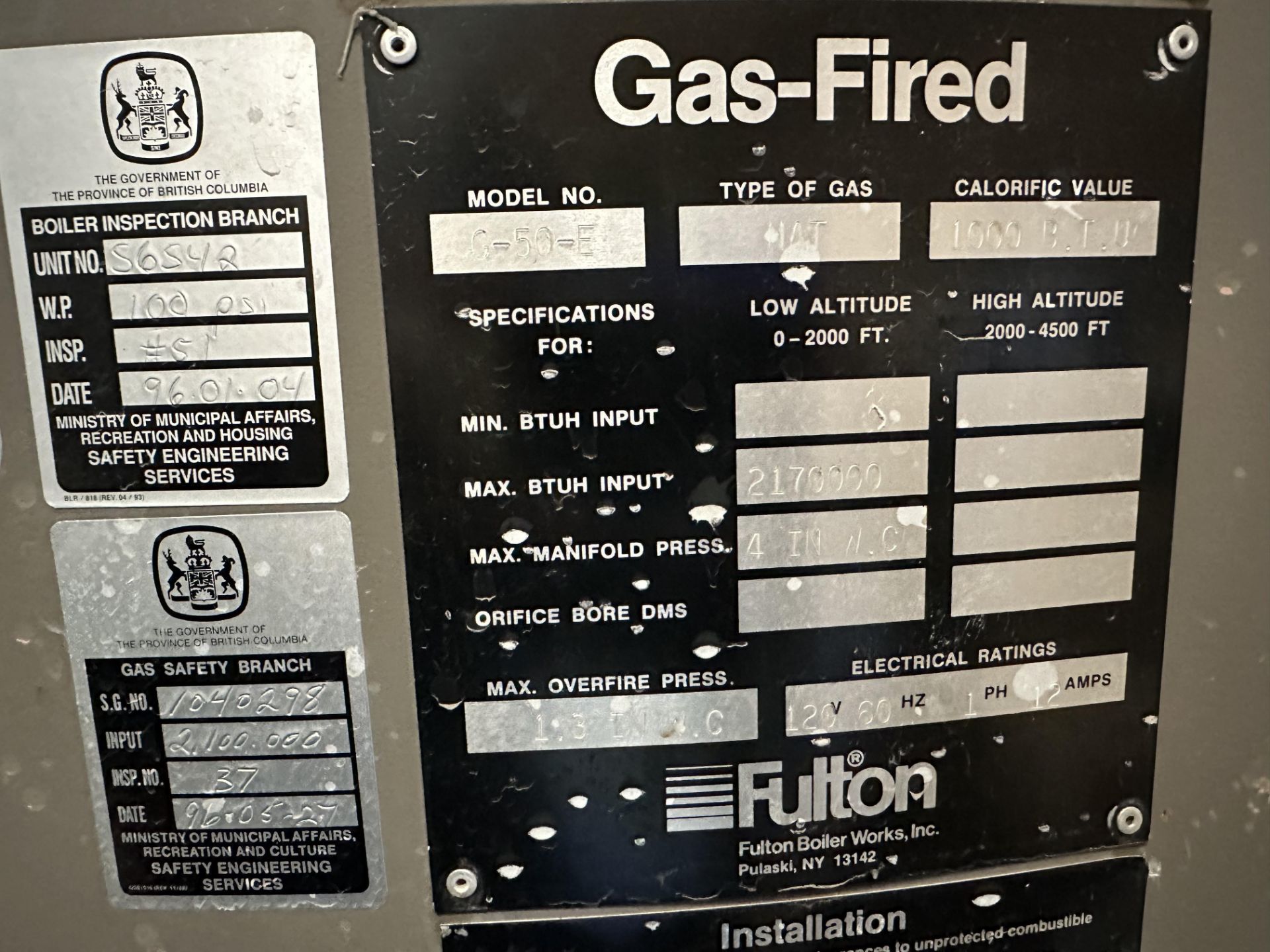 Fulton Boiler 50 HP - Natural Gas Boiler rated for 1725lbs Steam/hr. Fire/Water jackets are in - Image 7 of 20