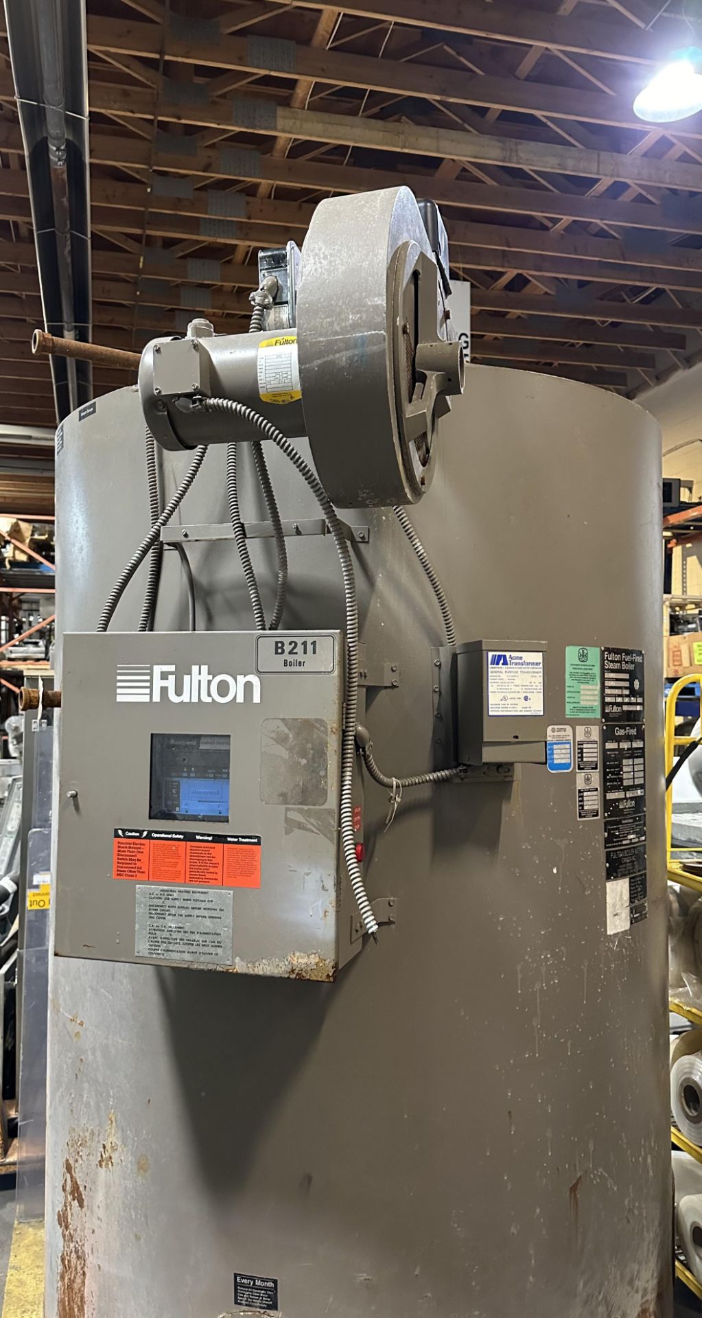Fulton Boiler 50 HP - Natural Gas Boiler rated for 1725lbs Steam/hr. Fire/Water jackets are in - Image 3 of 20