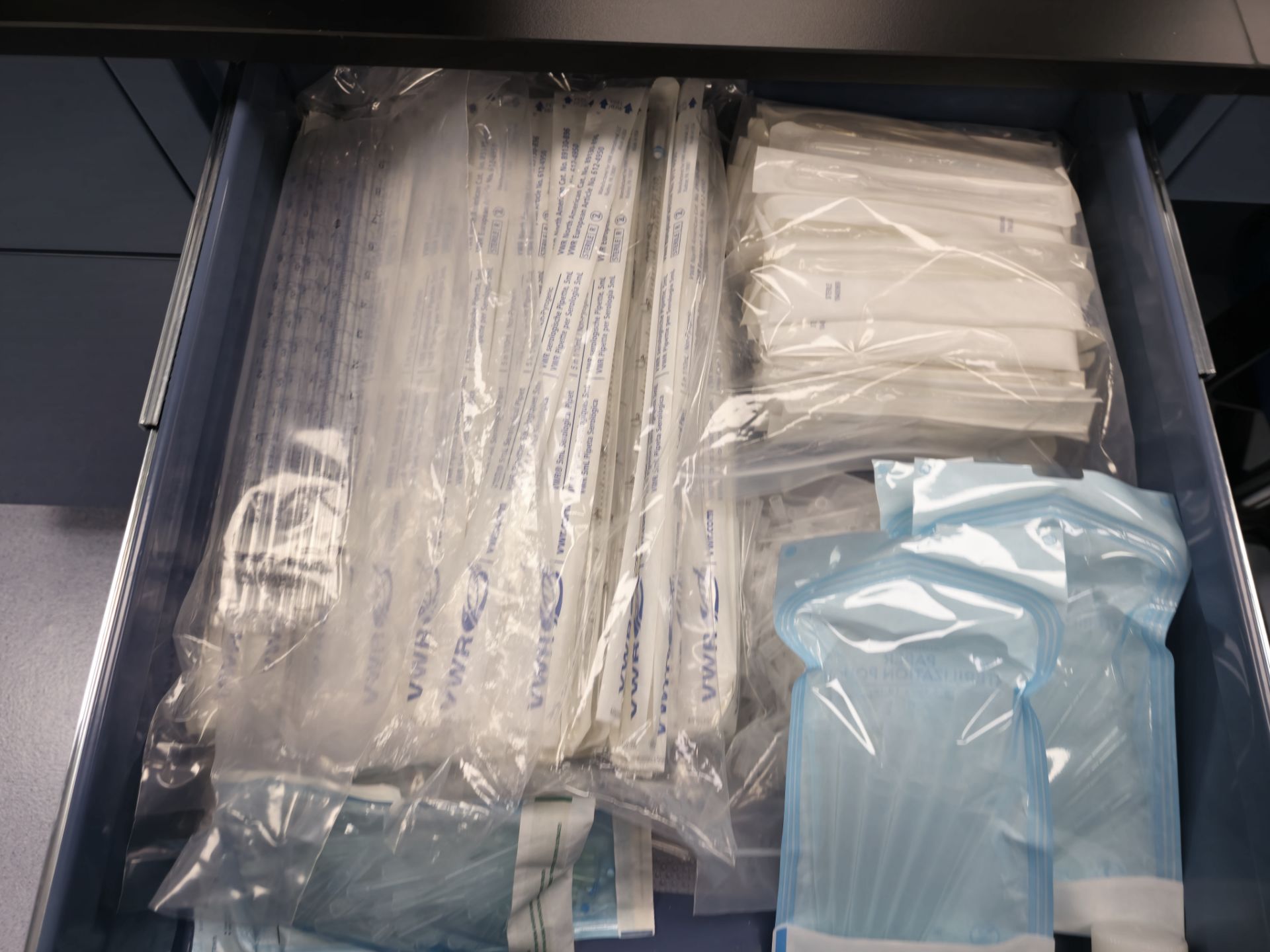 ALL CONTENTS IN ISLAND CABINETS PLATES, CONTAINERS, SYRINGES, TUBES, SALINE & MORE - Image 5 of 6