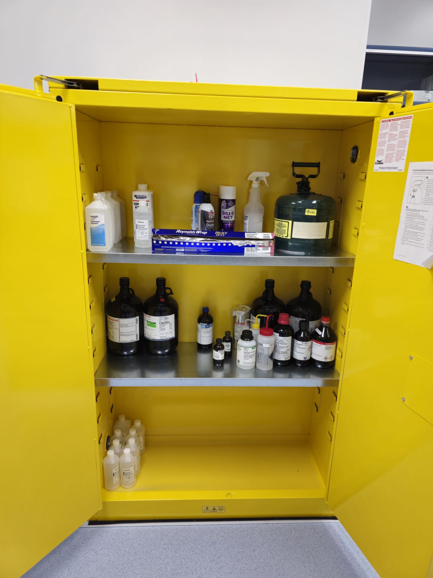 FLAMMABLE LIQUID CABINET W/ CONTENTS