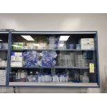 ALL INVENTORY IN 2 SHELVING UNITS SYRINGES, CULTURE WATER, CLAMP FIXTURES, TIPS, VIALS, PYREX DISHES
