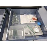 ALL CONTENTS IN ISLAND CABINETS PLATES, CONTAINERS, SYRINGES, TUBES, SALINE & MORE