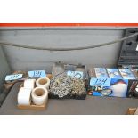 Lot-Stretch Wrap Rolls in (1) Box, Chains, Quartz Halogen Spotlight, and Manual Conduit Pipe Bender