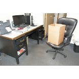 Lot-Desk, Chair, 2-Door Supply Cabinet with Contents, and (1) Stand