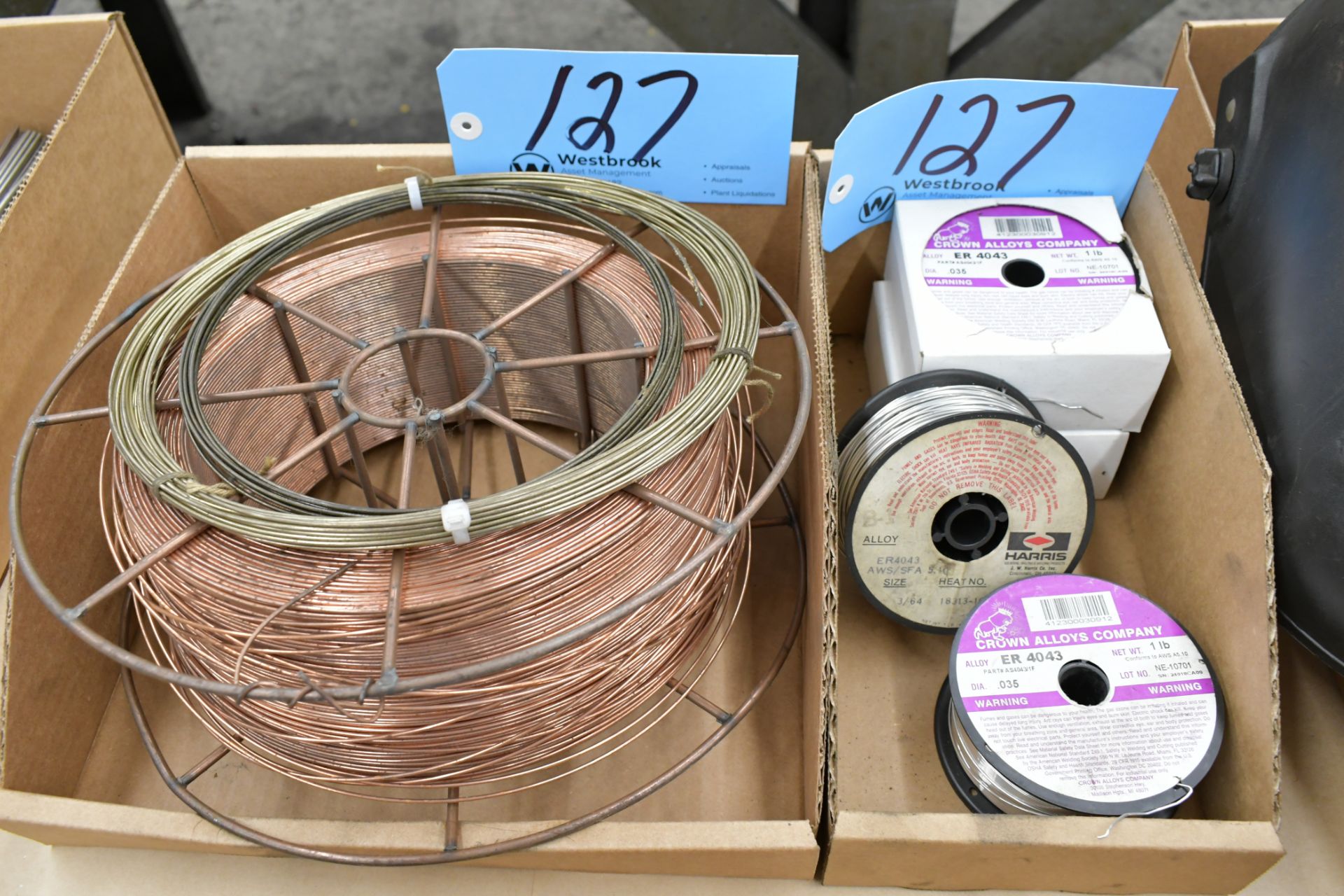 Lot-(1) Large and (4) Small Mig Wire Spools in (2) Boxes