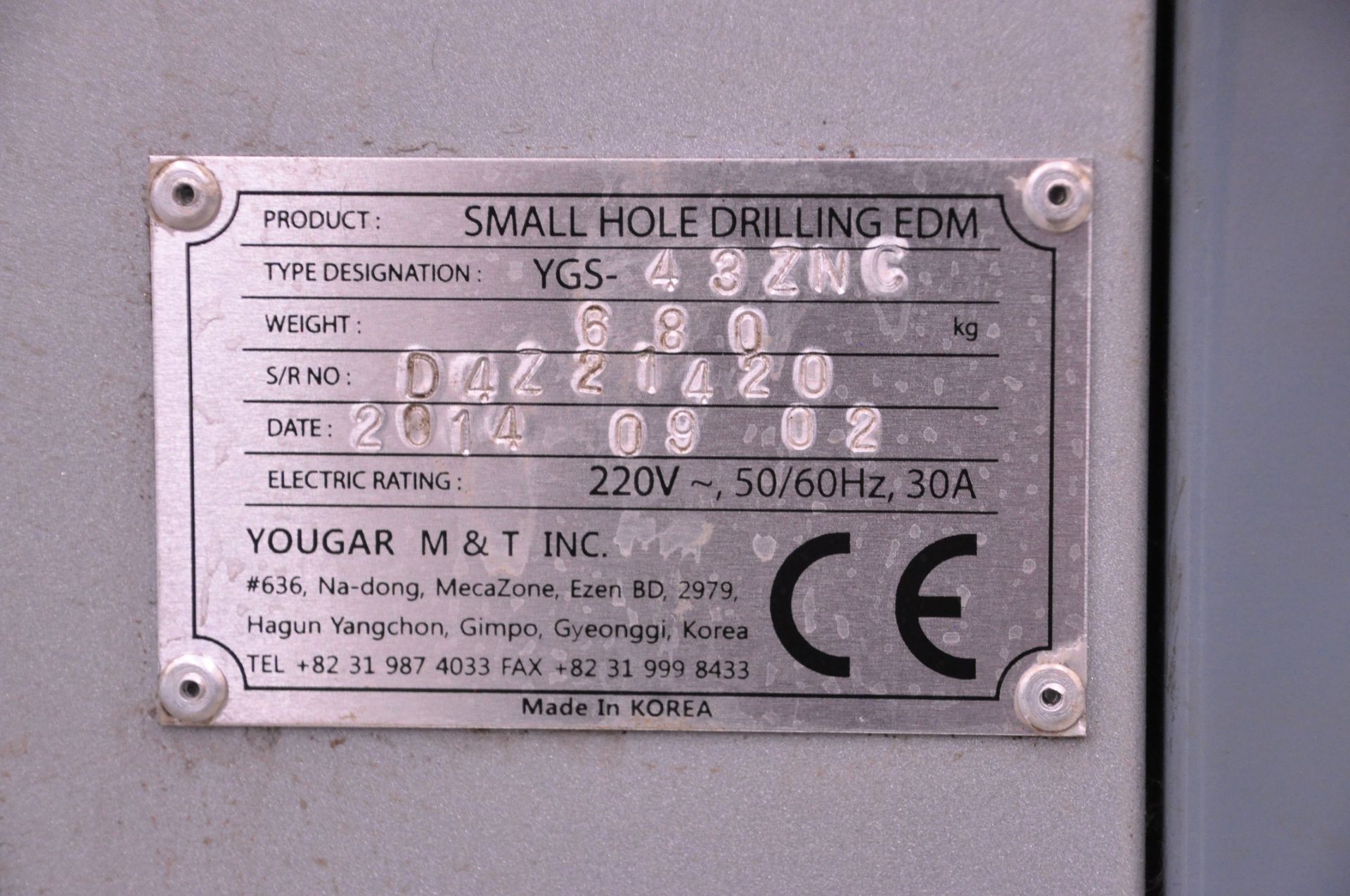 Yougar YGS-43Z Small Hole Drilling Electrical Discharge Machine, Programmable Control - Image 8 of 8