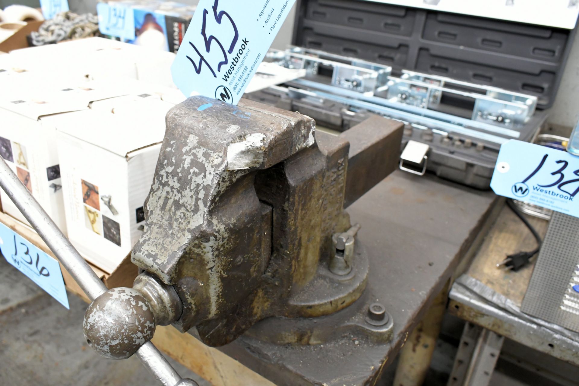 Lot-(3) Various Work Benches, (1) Shelving Unit, and (1) Steel Layout Table, - Image 6 of 6