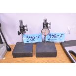 Lot-(2) Indicator Stands on 6" x 6" x 2" Black Granite Surface Plates, Etc.