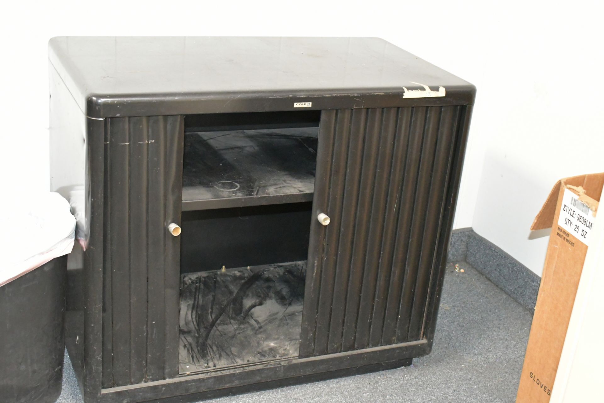 Lot-Desk, Chair, 2-Door Supply Cabinet with Contents, and (1) Stand - Image 3 of 3