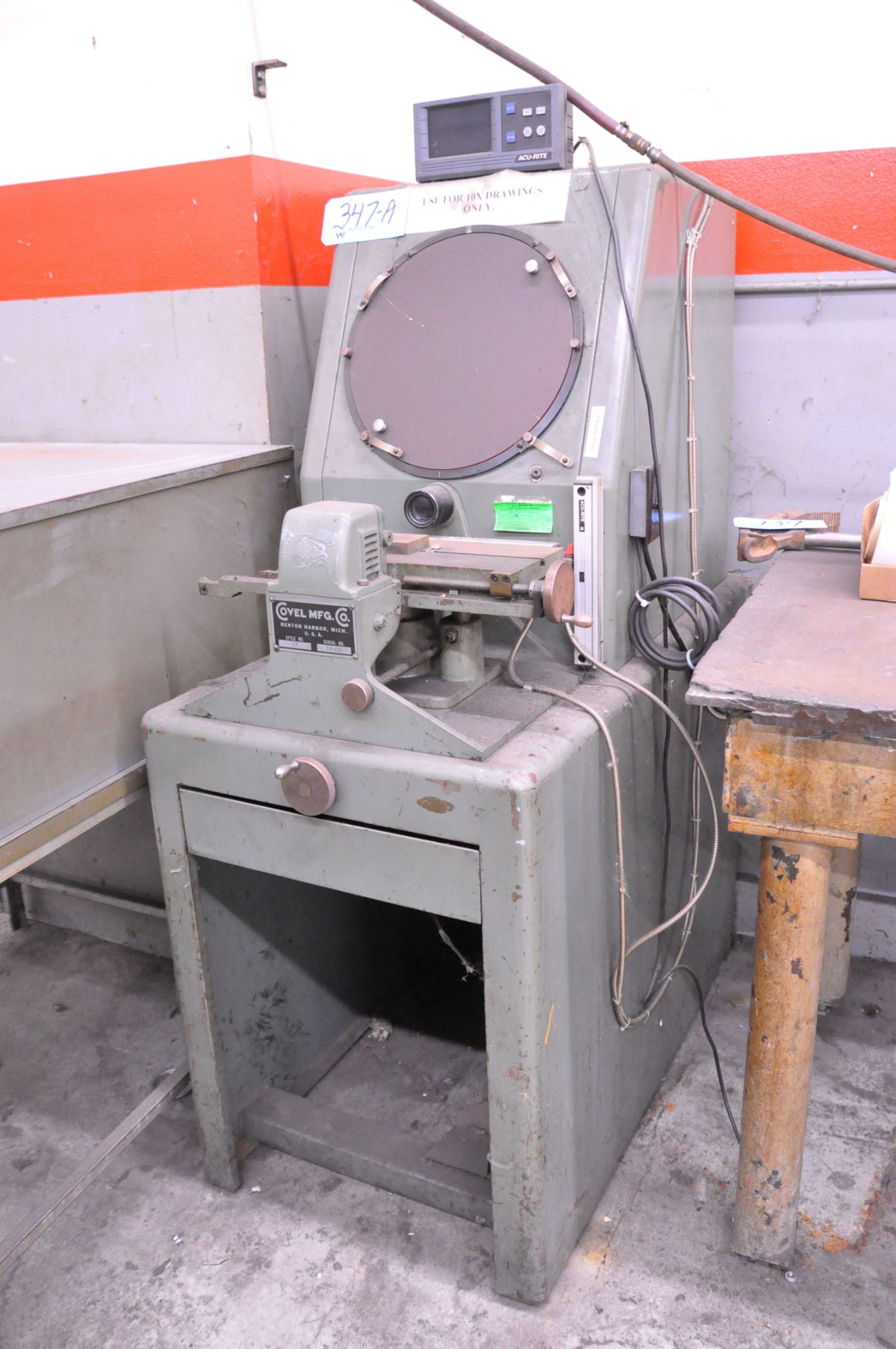 Covel Mfg. Style No. 14, 14" Optical Comparator, Acu-Rite 2-Axis Digital Positioning
