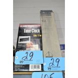 Lot-(1) Packaged Time Card Rack and (1) Packaged Royal Time Clock on Top Shelf