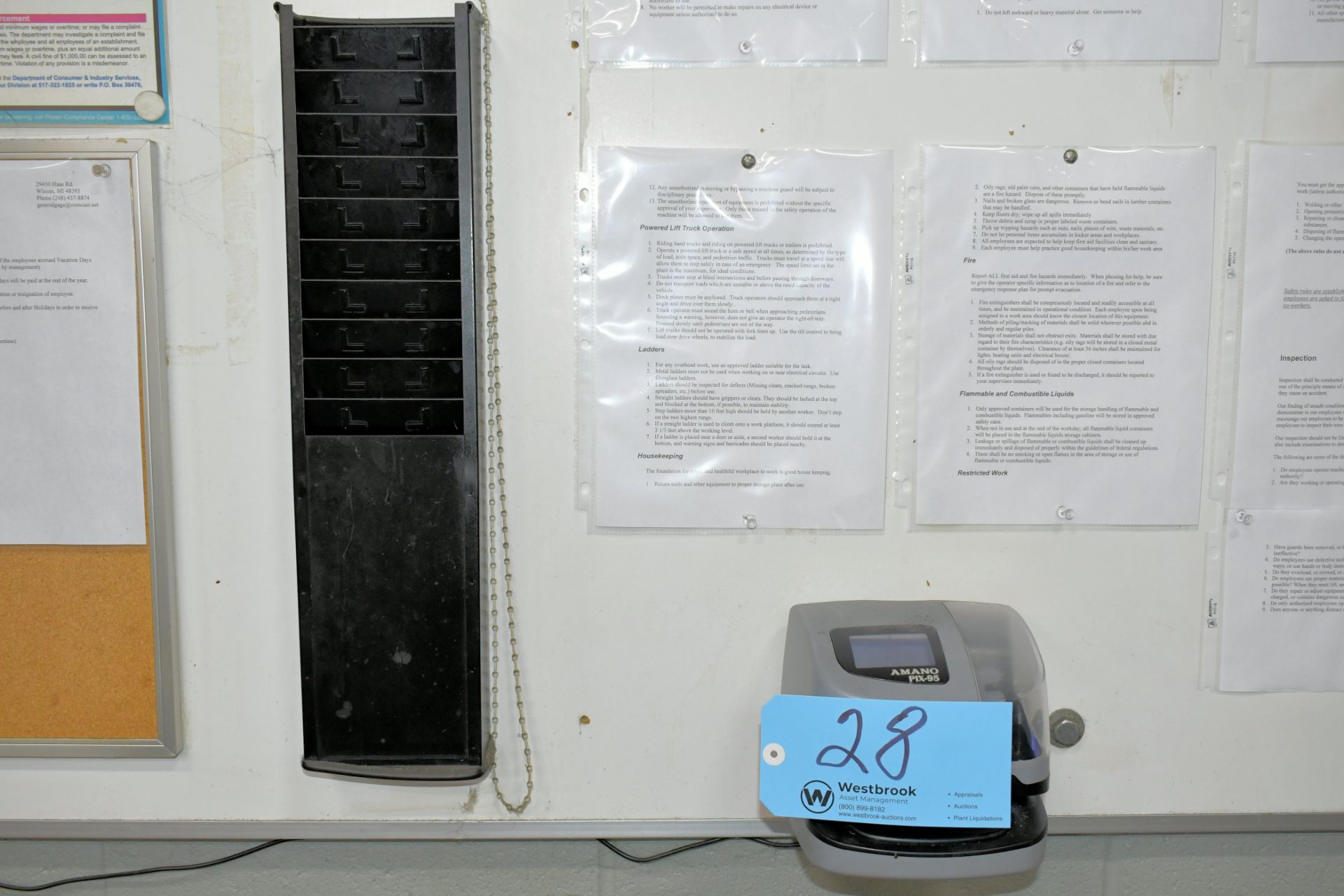 Amano PIX-95 Electronic Time Clock with Card Rack