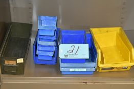 Lot-Plastic Bins on (1) Shelf