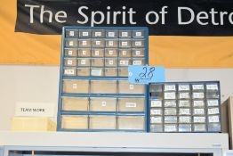 Lot-(3) Various Plastic Organizers on Top of (1) Cabinet