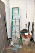 Lot-(1) Ridgid Portable Shop Vac with Attachments, (1) Keller 6' Fiberglass Step Ladder, Etc.