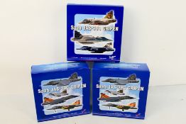Herpa - Three diecast 1:72 scale diecast Czech Air Force Saab JAS-39C Gripen aircraft models from