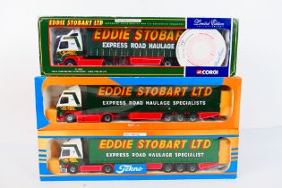 Corgi - Tekno - Eddie Stobart - 3 x trucks in 1:50 scale,
