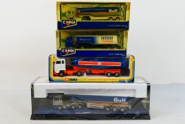 Corgi - Gulf - 4 x boxed Tanker Trucks, Ford Tilt cab in Gulf livery # 1160,