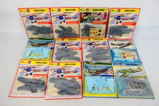 Airfix - Twelve carded vintage Airfix plastic model military aircraft kits in 1:72 scale.