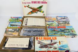 Airfix - Italeri - Nine boxed vintage plastic military model aircraft model kits in 1:72 scale.