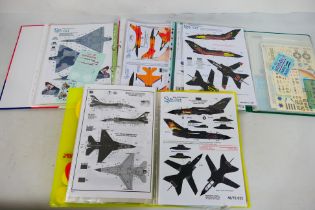Hasegawa - Propagteam - Syhart - Others Approximately 30 sheets of model aircraft decals in various