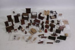 Dolls House Furniture - A collection of 30 plus items of modern unbranded wooden dolls house